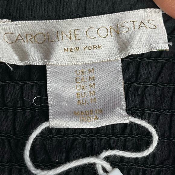 Caroline Constas New Embroidered Peplum Waist Spaghetti Strap Black Dress Sz M - Picture 4 of 11